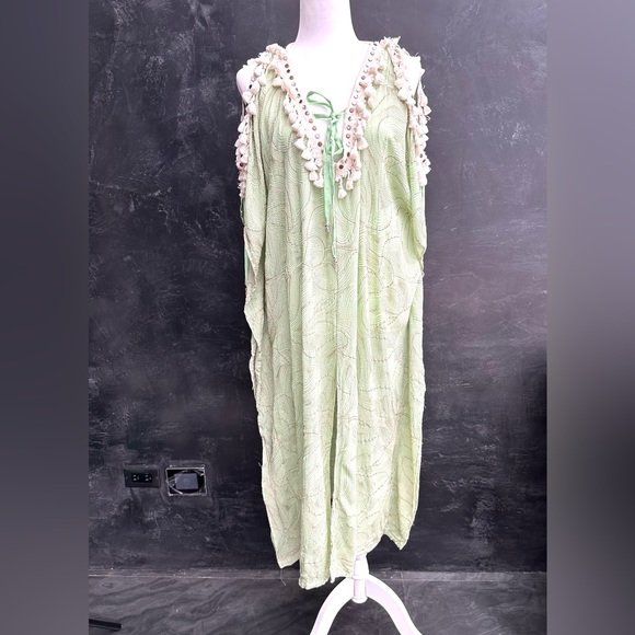 Vanita Rosa Kaftan, Coverup, Mint, Large - Picture 1 of 6